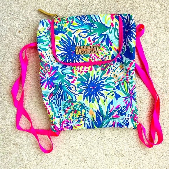 Lilly Pulitzer Draw String foldable bag - Picture 1 of 7
